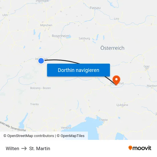 Wilten to St. Martin map