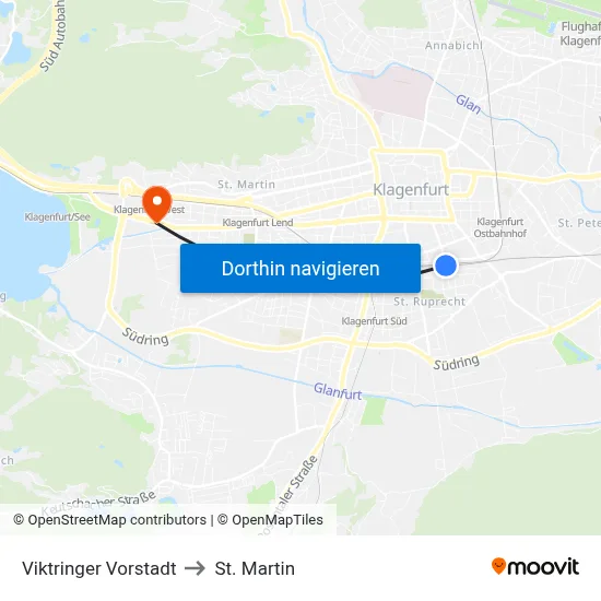 Viktringer Vorstadt to St. Martin map