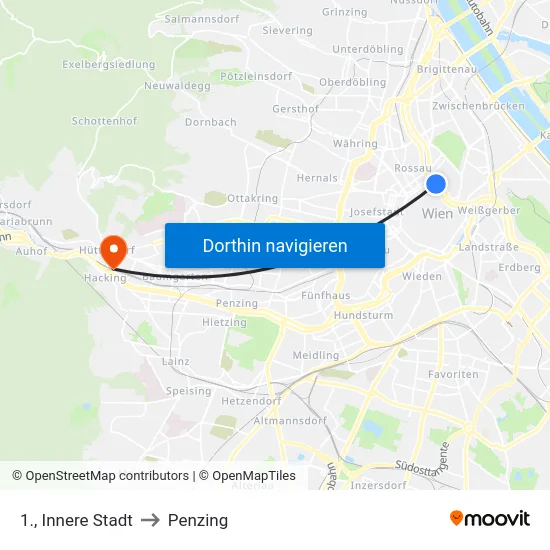 1., Innere Stadt to Penzing map