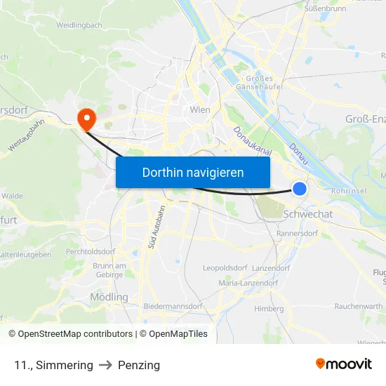 11., Simmering to Penzing map