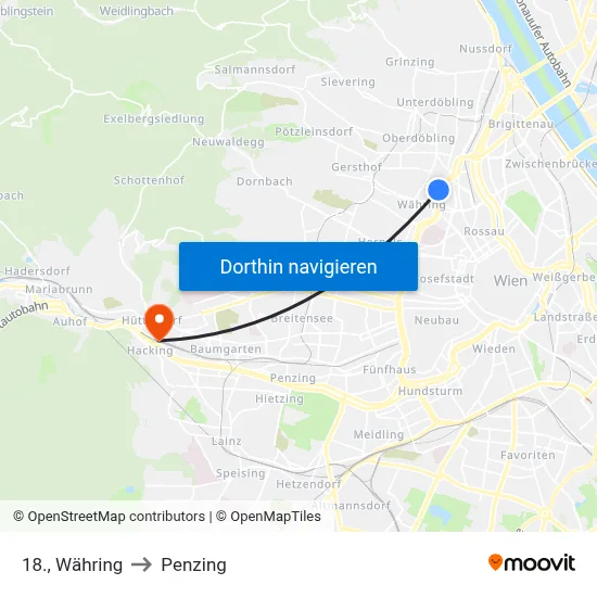 18., Währing to Penzing map