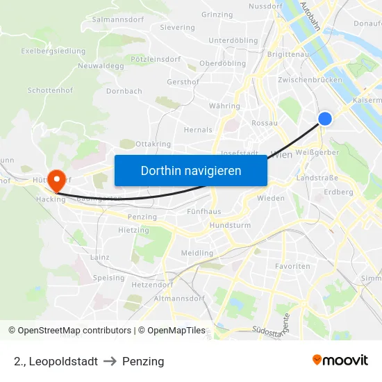 2., Leopoldstadt to Penzing map