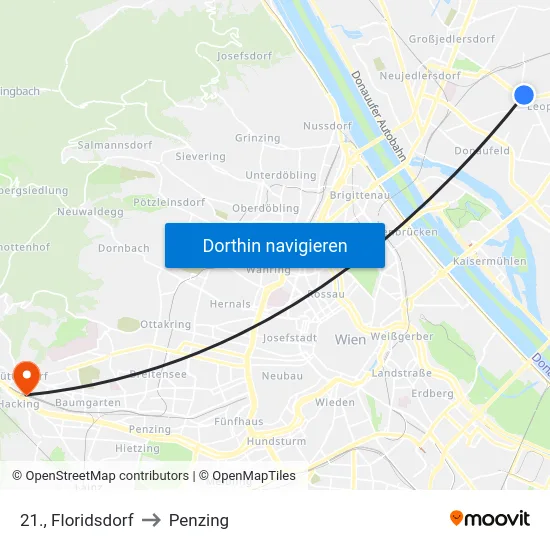 21., Floridsdorf to Penzing map