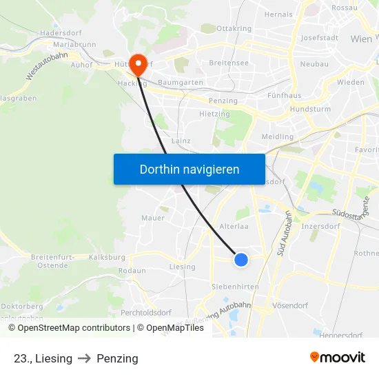 23., Liesing to Penzing map