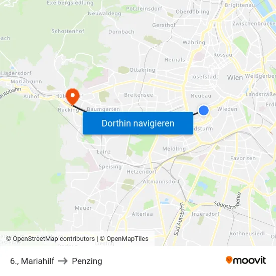 6., Mariahilf to Penzing map