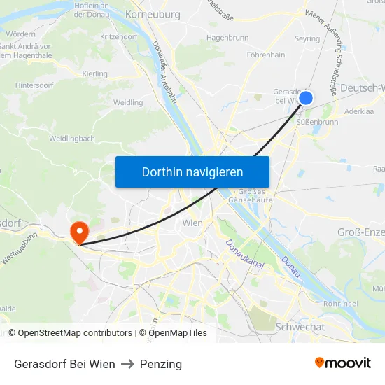 Gerasdorf Bei Wien to Penzing map