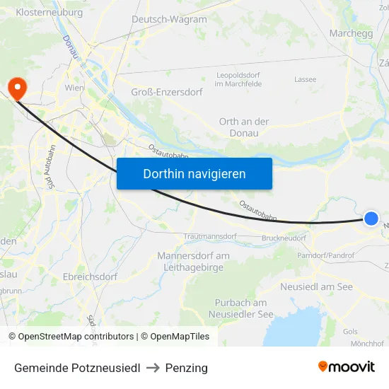 Gemeinde Potzneusiedl to Penzing map
