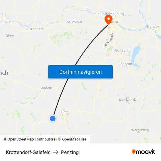 Krottendorf-Gaisfeld to Penzing map