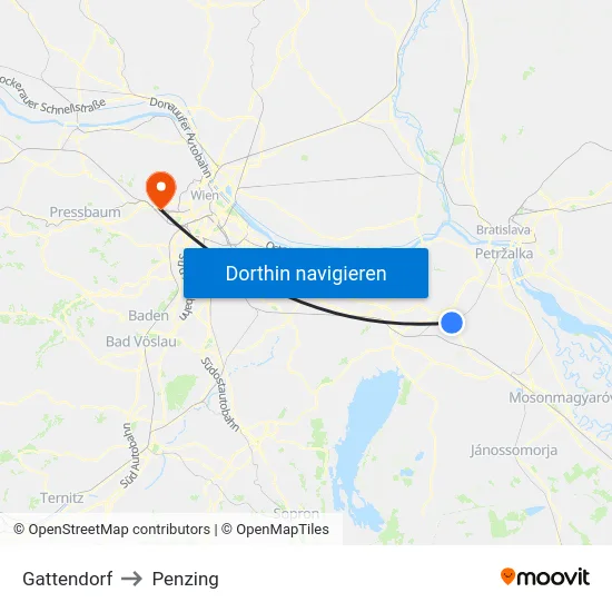 Gattendorf to Penzing map