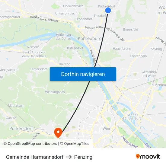 Gemeinde Harmannsdorf to Penzing map