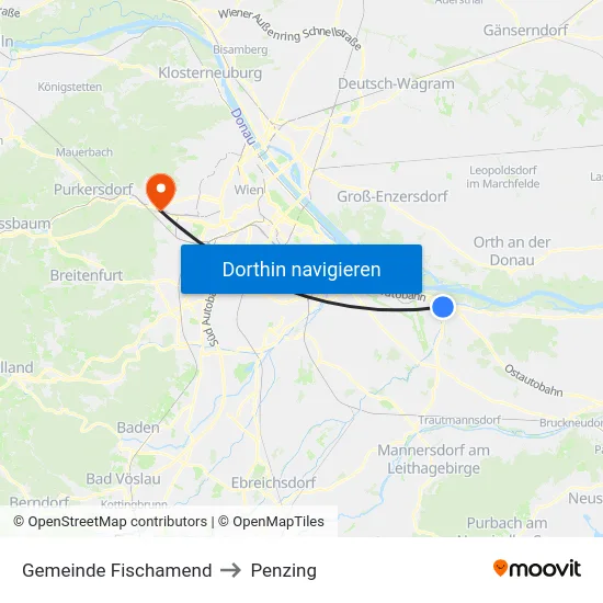 Gemeinde Fischamend to Penzing map