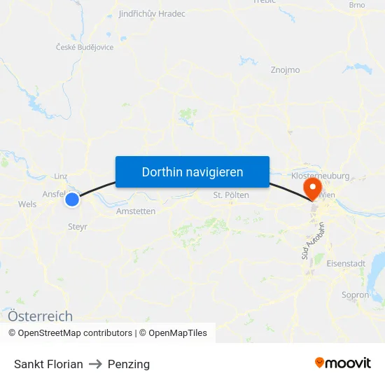 Sankt Florian to Penzing map