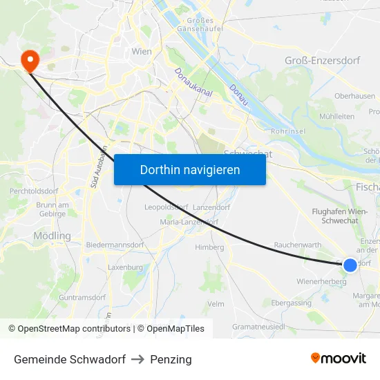 Gemeinde Schwadorf to Penzing map
