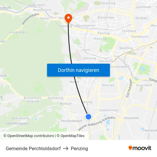 Gemeinde Perchtoldsdorf to Penzing map