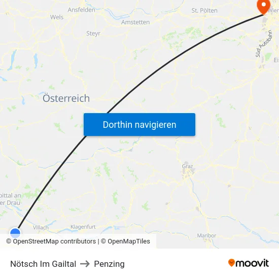 Nötsch Im Gailtal to Penzing map
