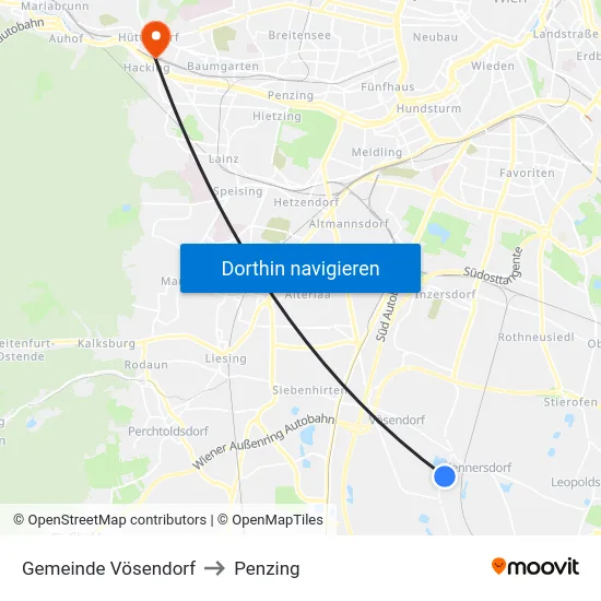 Gemeinde Vösendorf to Penzing map