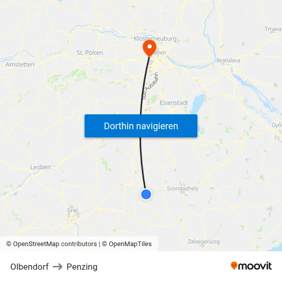 Olbendorf to Penzing map
