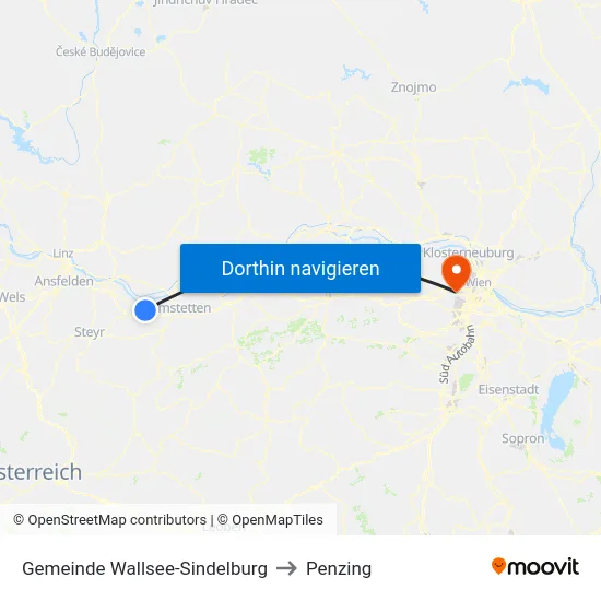 Gemeinde Wallsee-Sindelburg to Penzing map