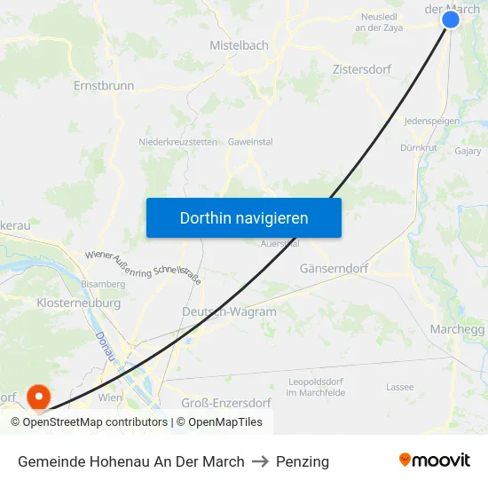 Gemeinde Hohenau An Der March to Penzing map