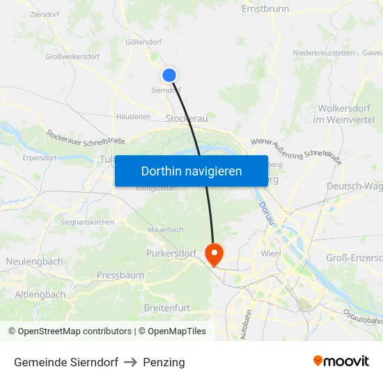 Gemeinde Sierndorf to Penzing map