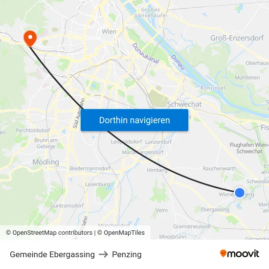 Gemeinde Ebergassing to Penzing map