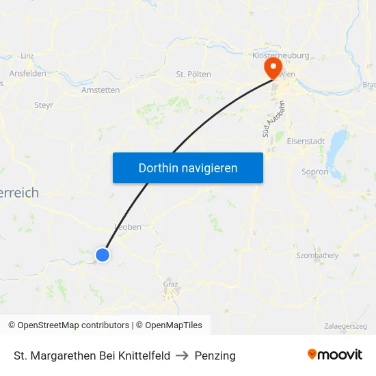 St. Margarethen Bei Knittelfeld to Penzing map