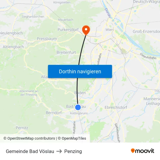 Gemeinde Bad Vöslau to Penzing map