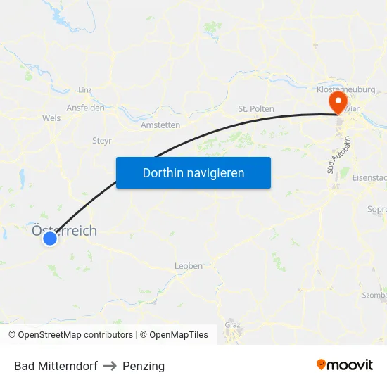 Bad Mitterndorf to Penzing map