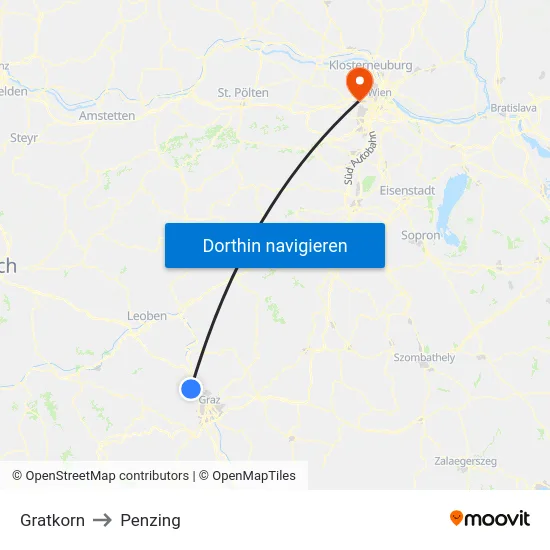 Gratkorn to Penzing map