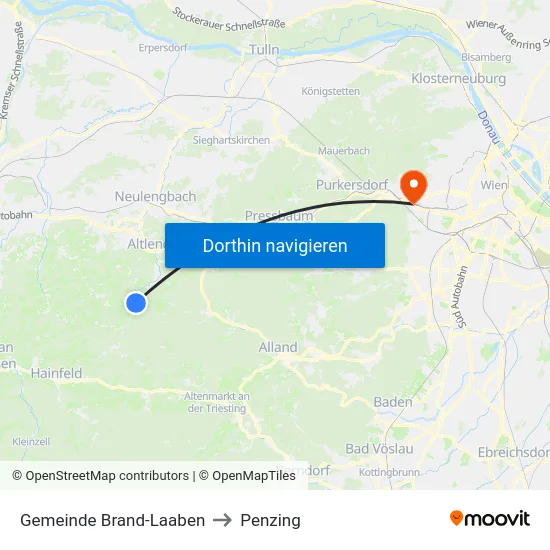 Gemeinde Brand-Laaben to Penzing map