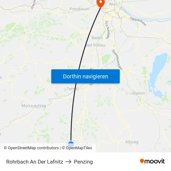 Rohrbach An Der Lafnitz to Penzing map