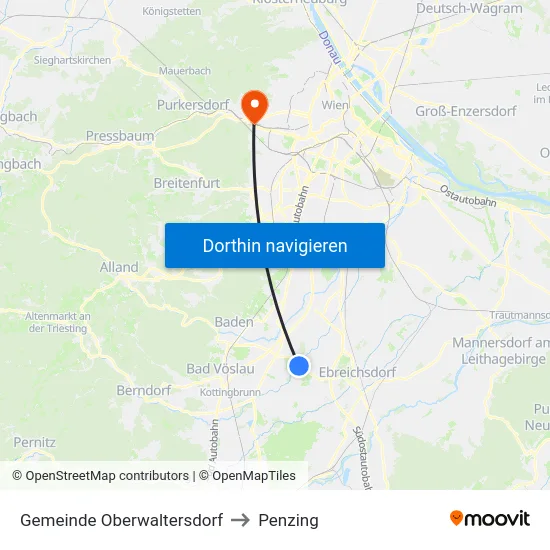 Gemeinde Oberwaltersdorf to Penzing map