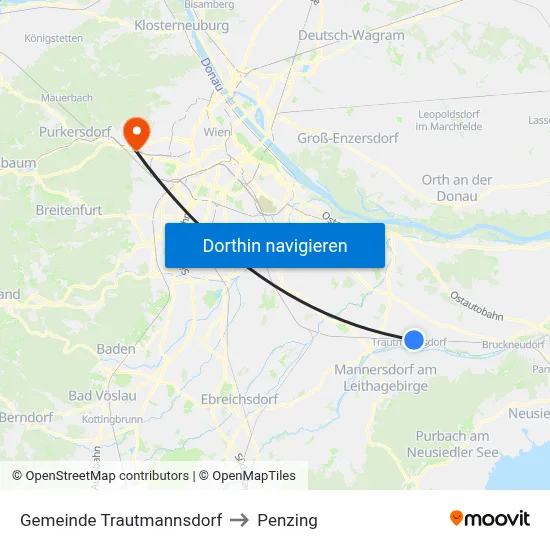 Gemeinde Trautmannsdorf to Penzing map
