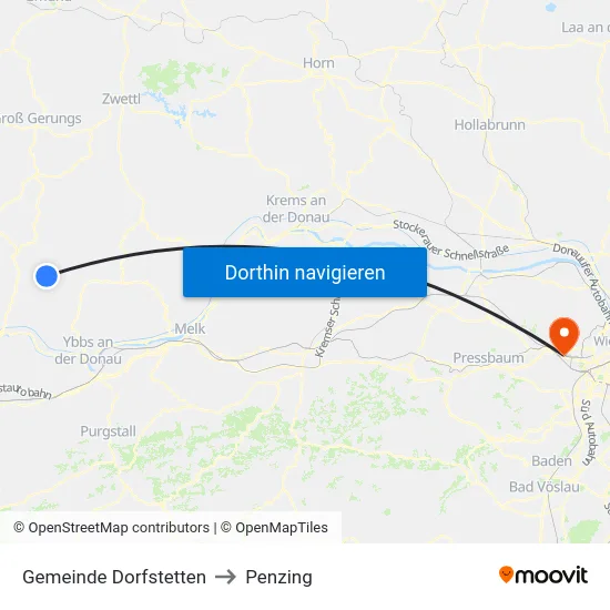 Gemeinde Dorfstetten to Penzing map