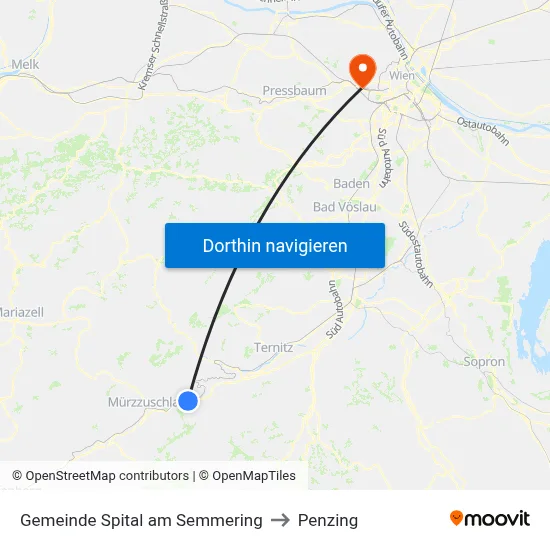 Gemeinde Spital am Semmering to Penzing map