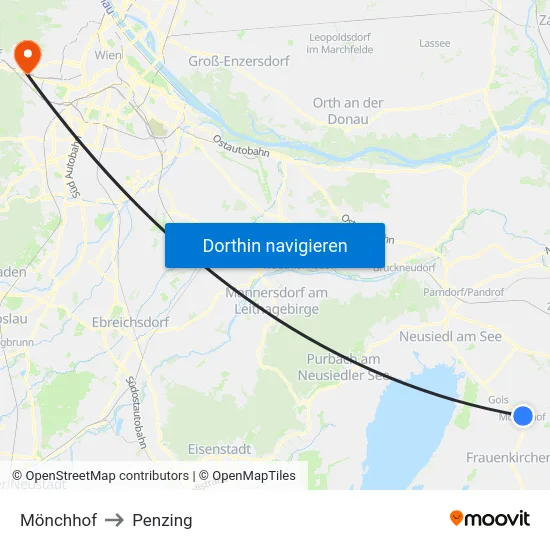 Mönchhof to Penzing map