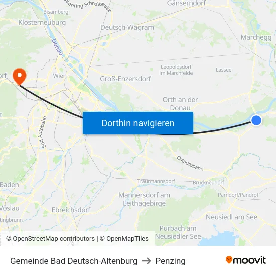 Gemeinde Bad Deutsch-Altenburg to Penzing map