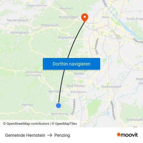 Gemeinde Hernstein to Penzing map