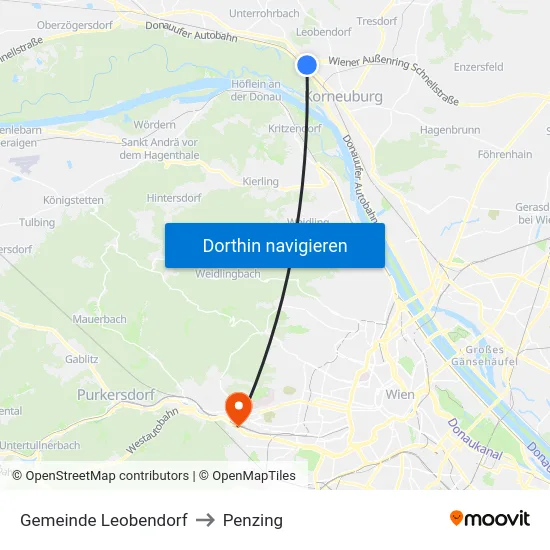 Gemeinde Leobendorf to Penzing map