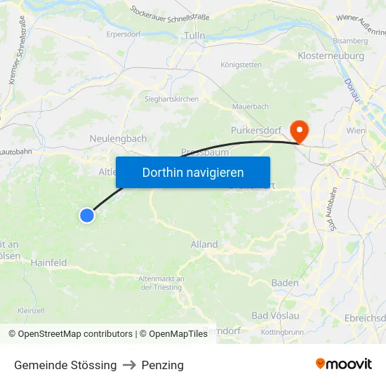 Gemeinde Stössing to Penzing map