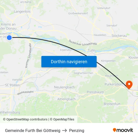 Gemeinde Furth Bei Göttweig to Penzing map