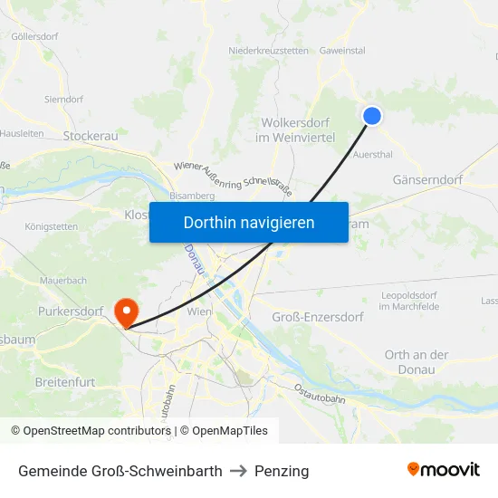 Gemeinde Groß-Schweinbarth to Penzing map