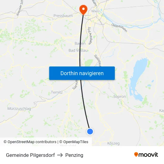 Gemeinde Pilgersdorf to Penzing map