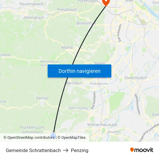 Gemeinde Schrattenbach to Penzing map