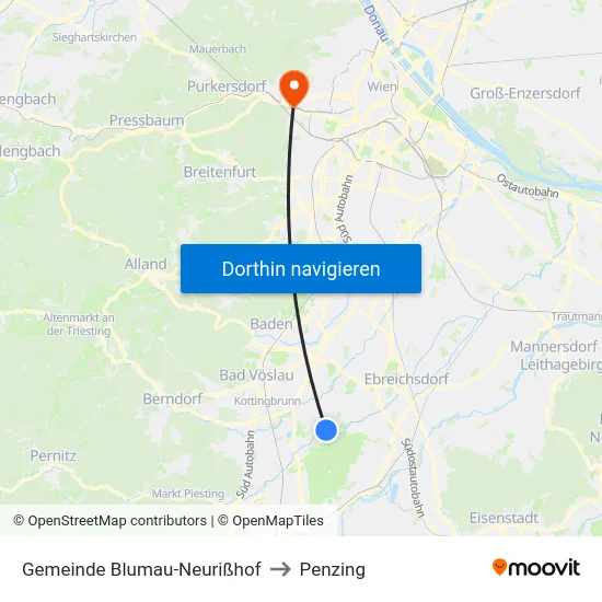 Gemeinde Blumau-Neurißhof to Penzing map
