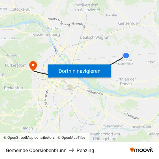 Gemeinde Obersiebenbrunn to Penzing map