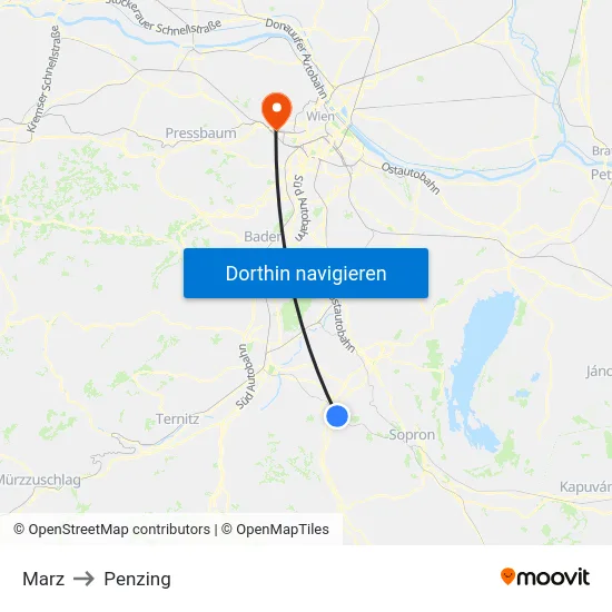 Marz to Penzing map
