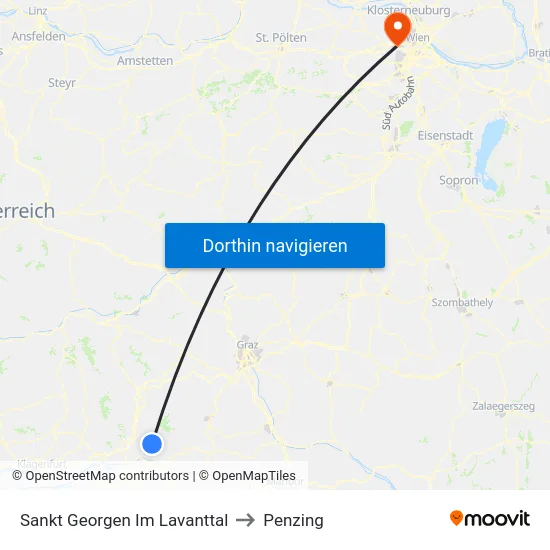 Sankt Georgen Im Lavanttal to Penzing map