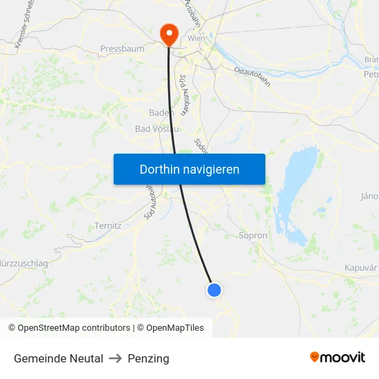 Gemeinde Neutal to Penzing map