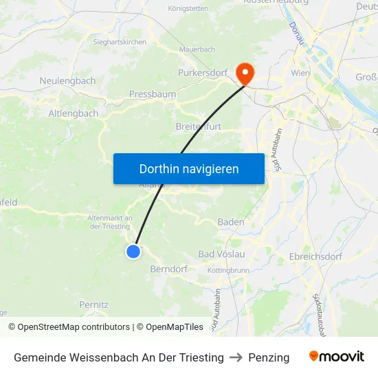 Gemeinde Weissenbach An Der Triesting to Penzing map